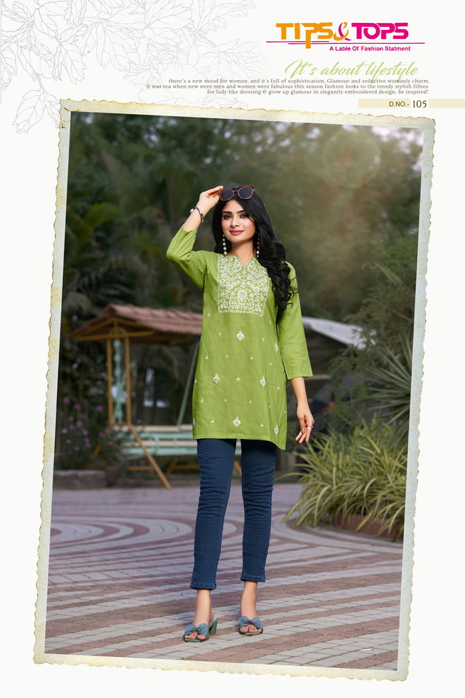 Colors Vol 04 Tips And Tops Embroidery Rayon Short Kurtis Wholesale Price In Surat